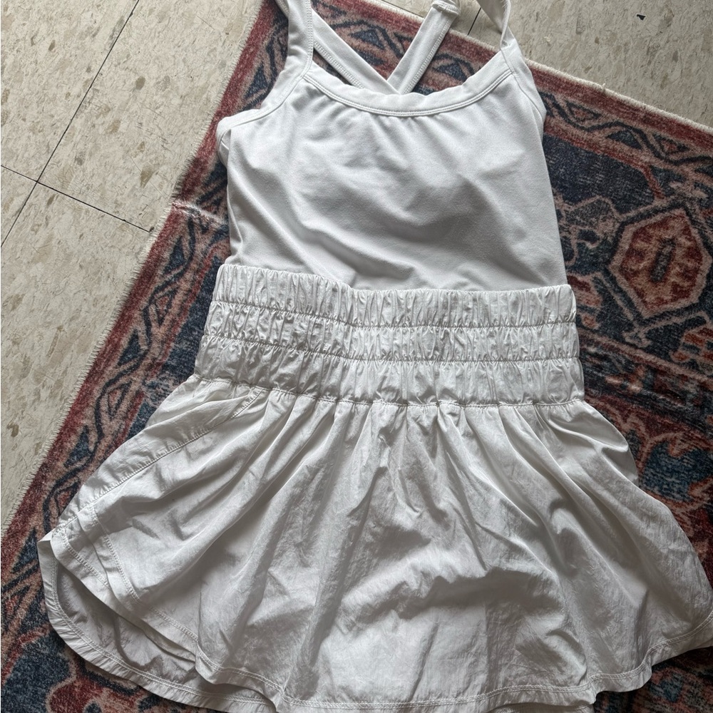 Free People White Smocked Waist Tank Dress with Crisscross Straps